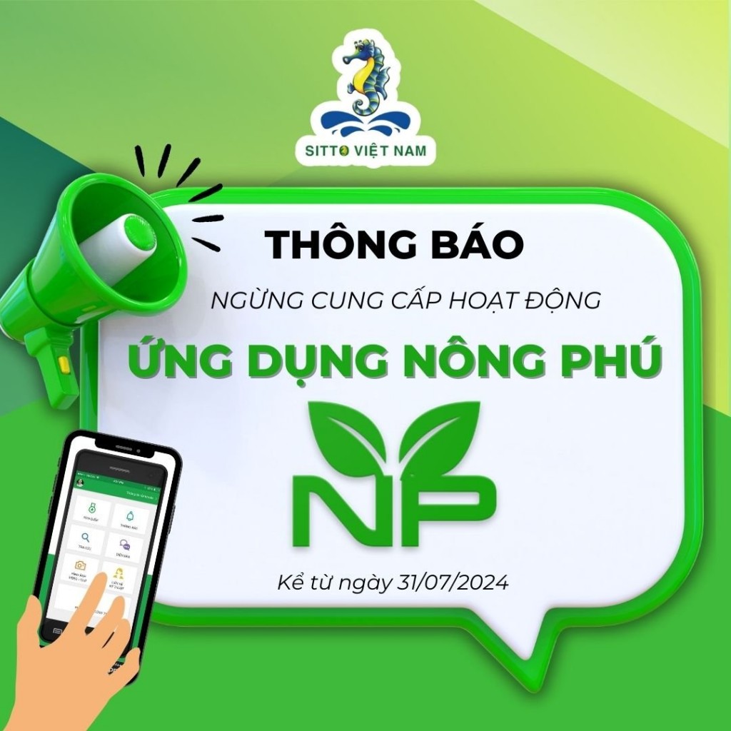 Sitto Việt Nam thông báo ngừng cung cấp hoạt động ứng dụng Nông Phú