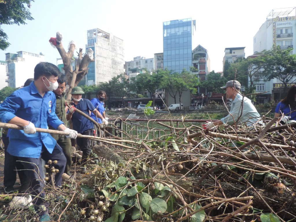 700 bạn trẻ Hoàng Mai góp sức để phố phường sạch đẹp sau bão